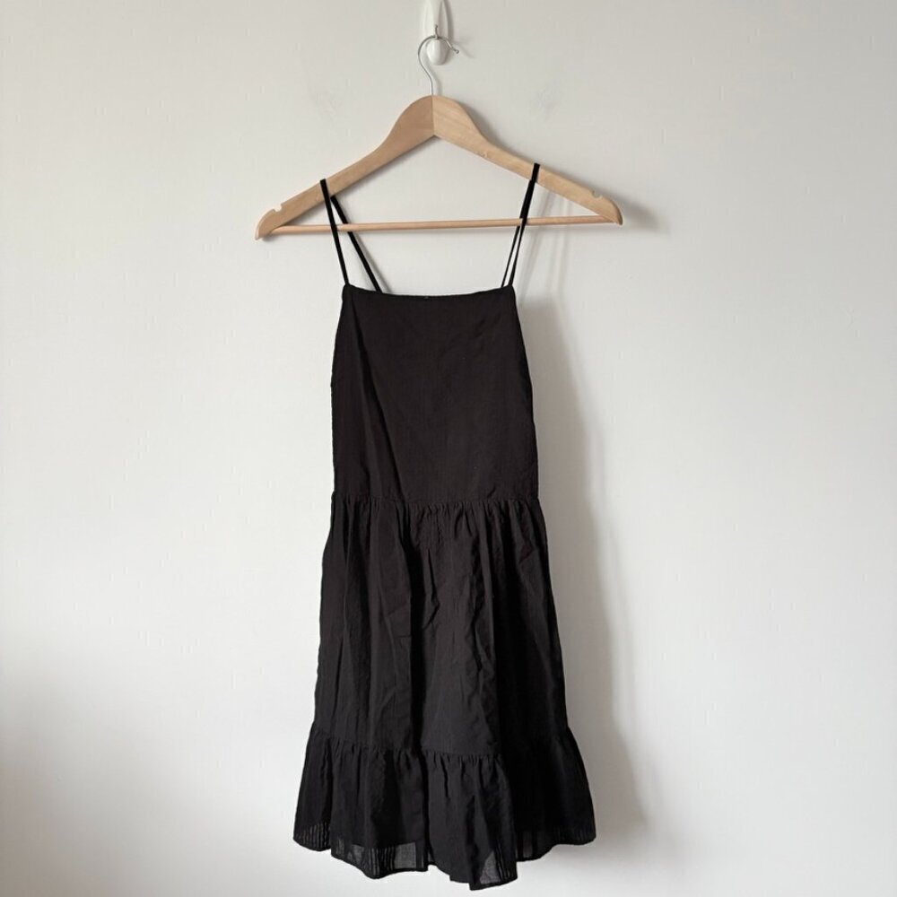 Aritzia Sunday Best Cotton Tiered Dress Black Size Medium